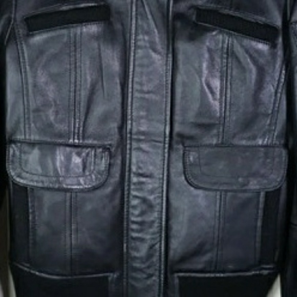 MNG  • By Mango Leather Bomber Jacket S/M - Picture 6 of 8